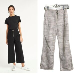 NWOT EDUN SZ 0 CROP FLARE BEIGE TWEED PANTS